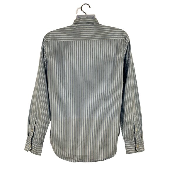 Calvin Klein Jeans Mens Button-Up Long Sleeve Shirt Blue & White Striped Medium - Picture 3 of 12